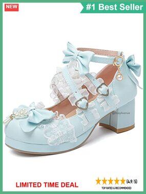 Kawaii Cross Strap Pumps Cute Mary Jane Heels Ankle Strap Bow Lolita